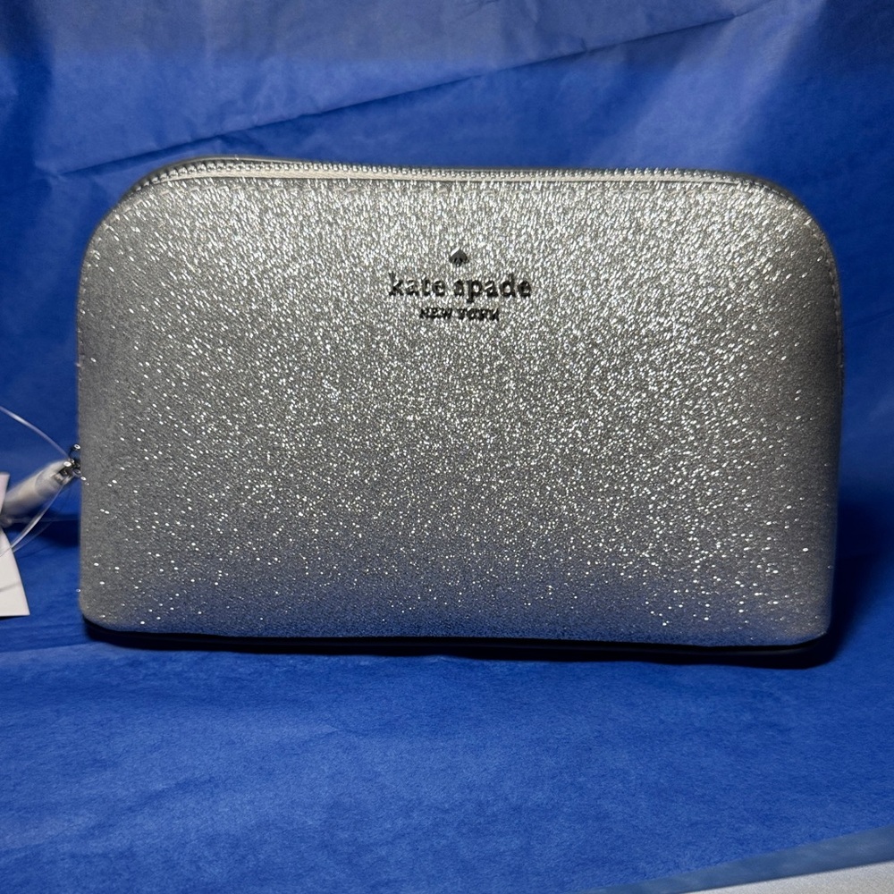 Kate Spade Glittering Silver Cosmetic Case